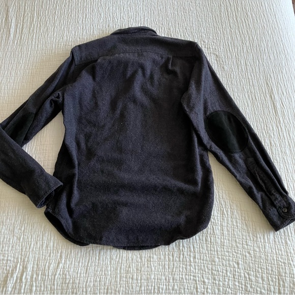 JCrew unisex cotton/wool button down shirt w/leather elbow patches - Picture 2 of 12